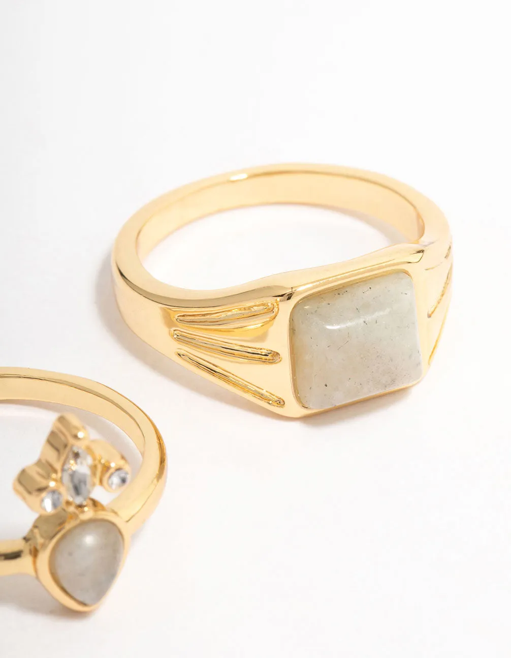 Gold Plated Square Pear Stacking Ring Pack