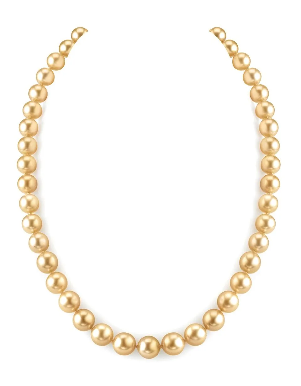 Golden South Sea Pearl Necklace, 8.0-10.0mm - AAA Quality