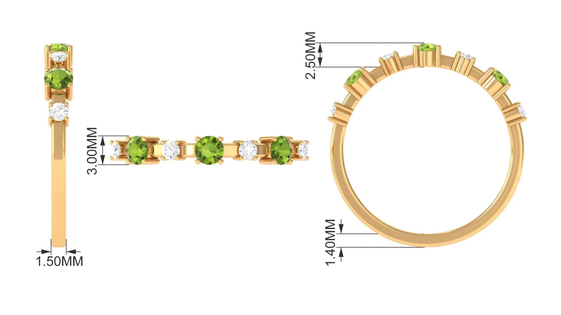 Half Eternity Ring with Peridot and Diamond