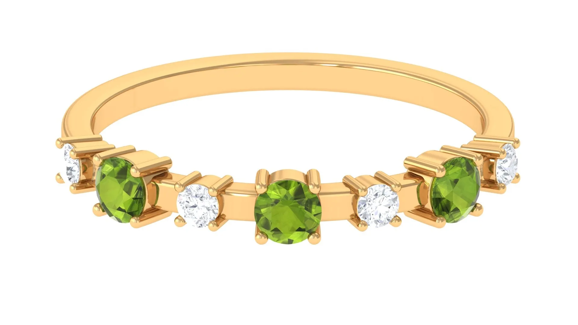 Half Eternity Ring with Peridot and Diamond