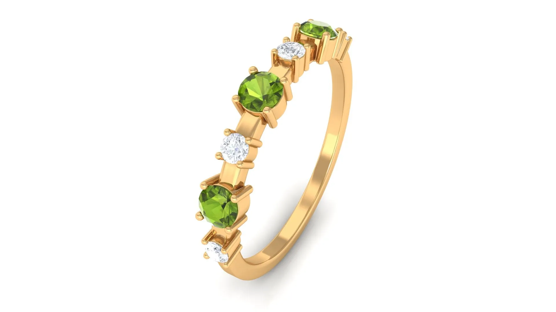 Half Eternity Ring with Peridot and Diamond