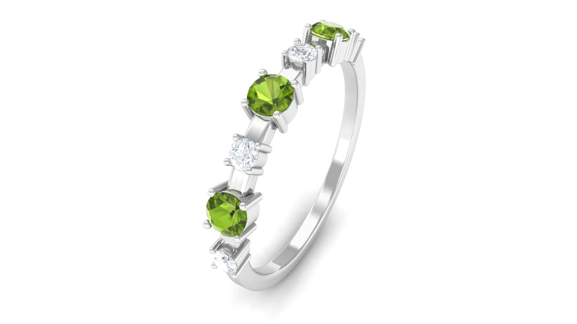 Half Eternity Ring with Peridot and Diamond