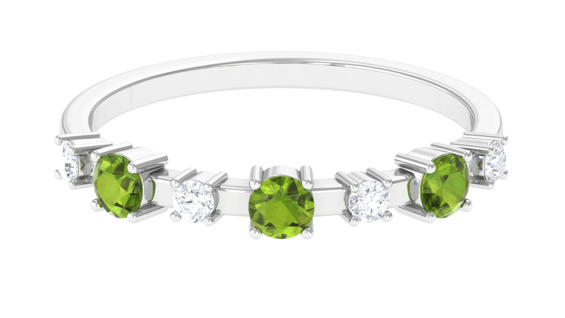 Half Eternity Ring with Peridot and Diamond