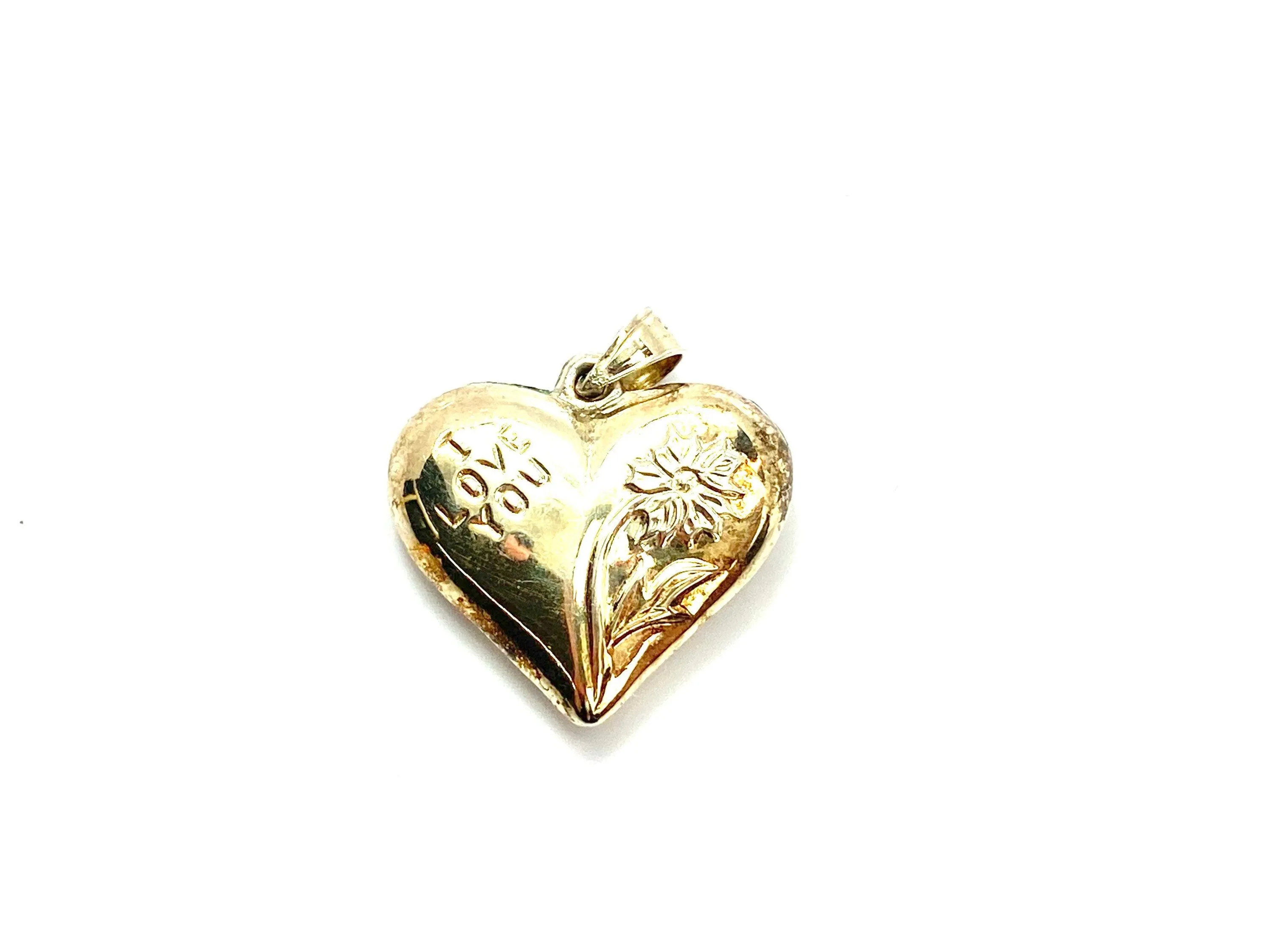 Heart pendant (flower & I love you) Sku#SSCR3PH