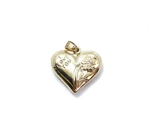 Heart pendant (flower & I love you) Sku#SSCR3PH