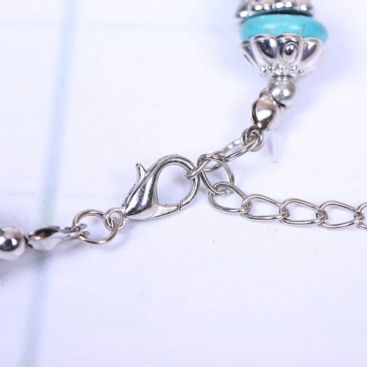 Hot Fashion Vintage Bracelets Turquoise Beads DIY Jewelry Bracelet Plated Silver