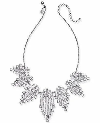 I.N.C. INC International Concepts Silver-Tone Crystal Statement Necklace, 17  