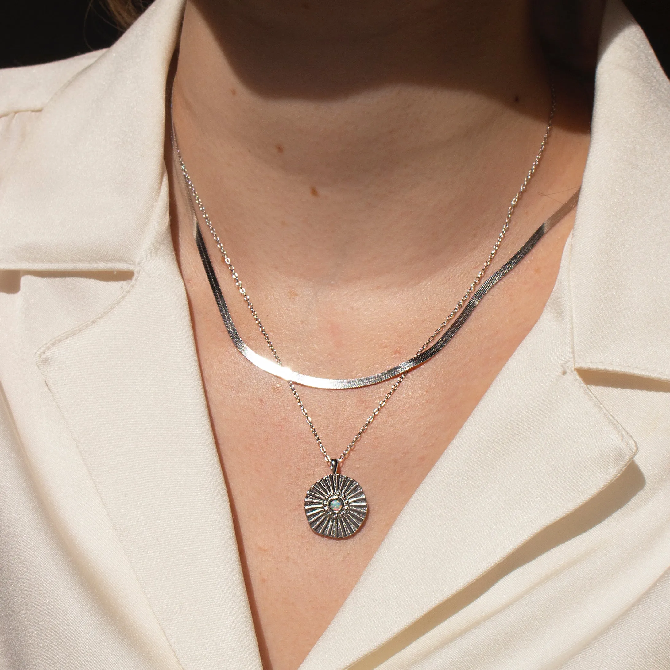 ISABELLA HERRINGBONE NECKLACE SILVER