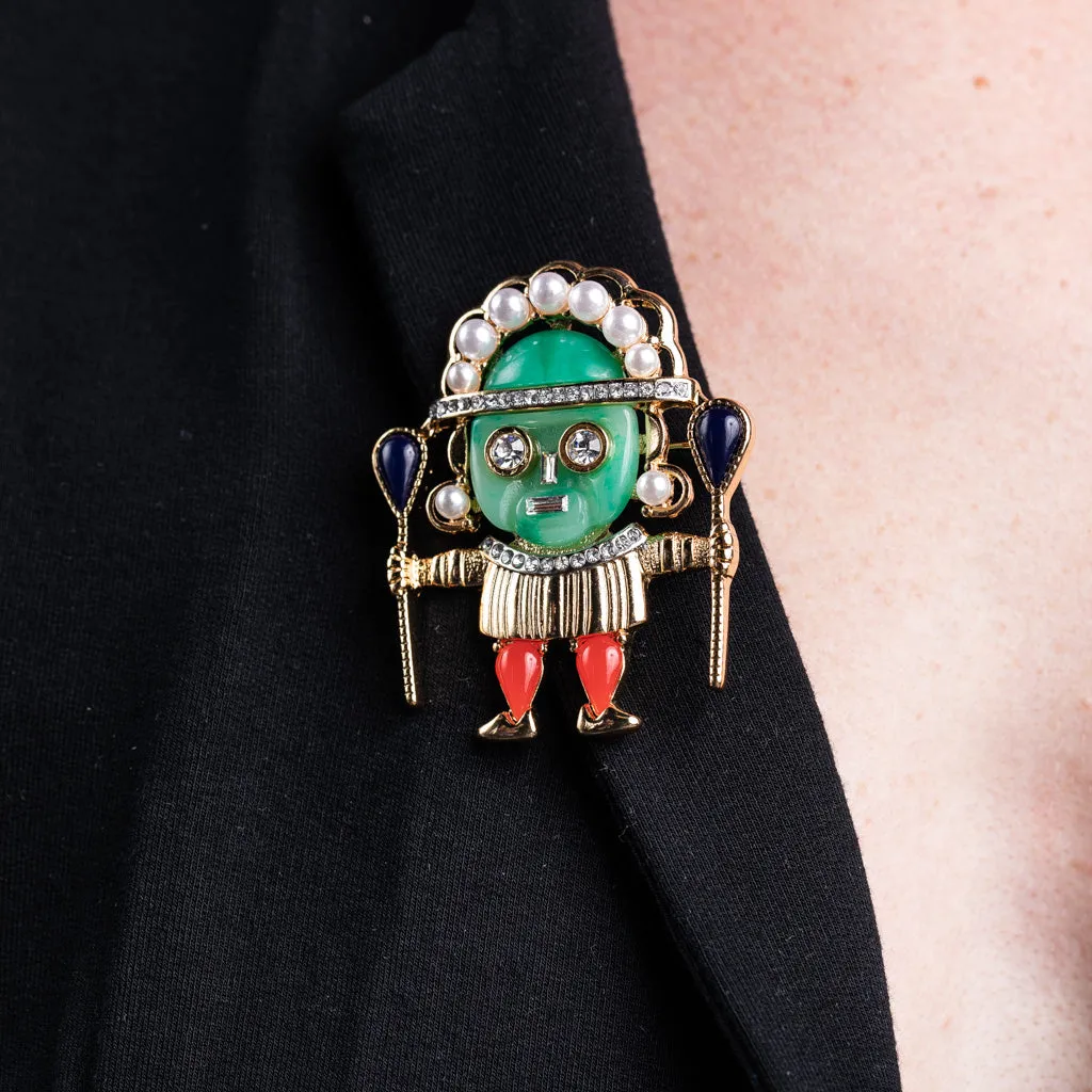 Jade Face Medicine Man Pin