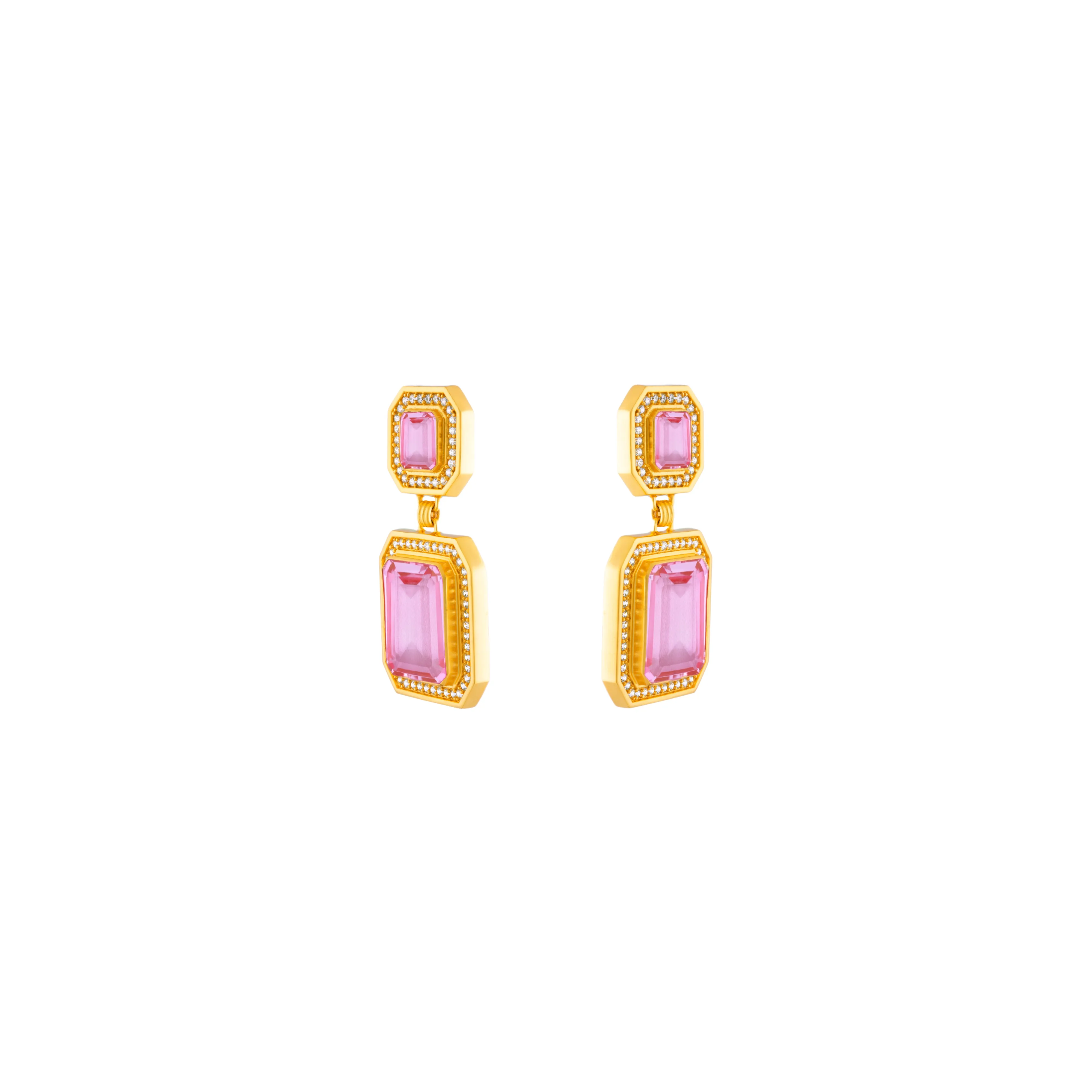 Jennifer Earrings Pink Crystal Quartz & Clear Crystal Quartz (PRE ORDER)