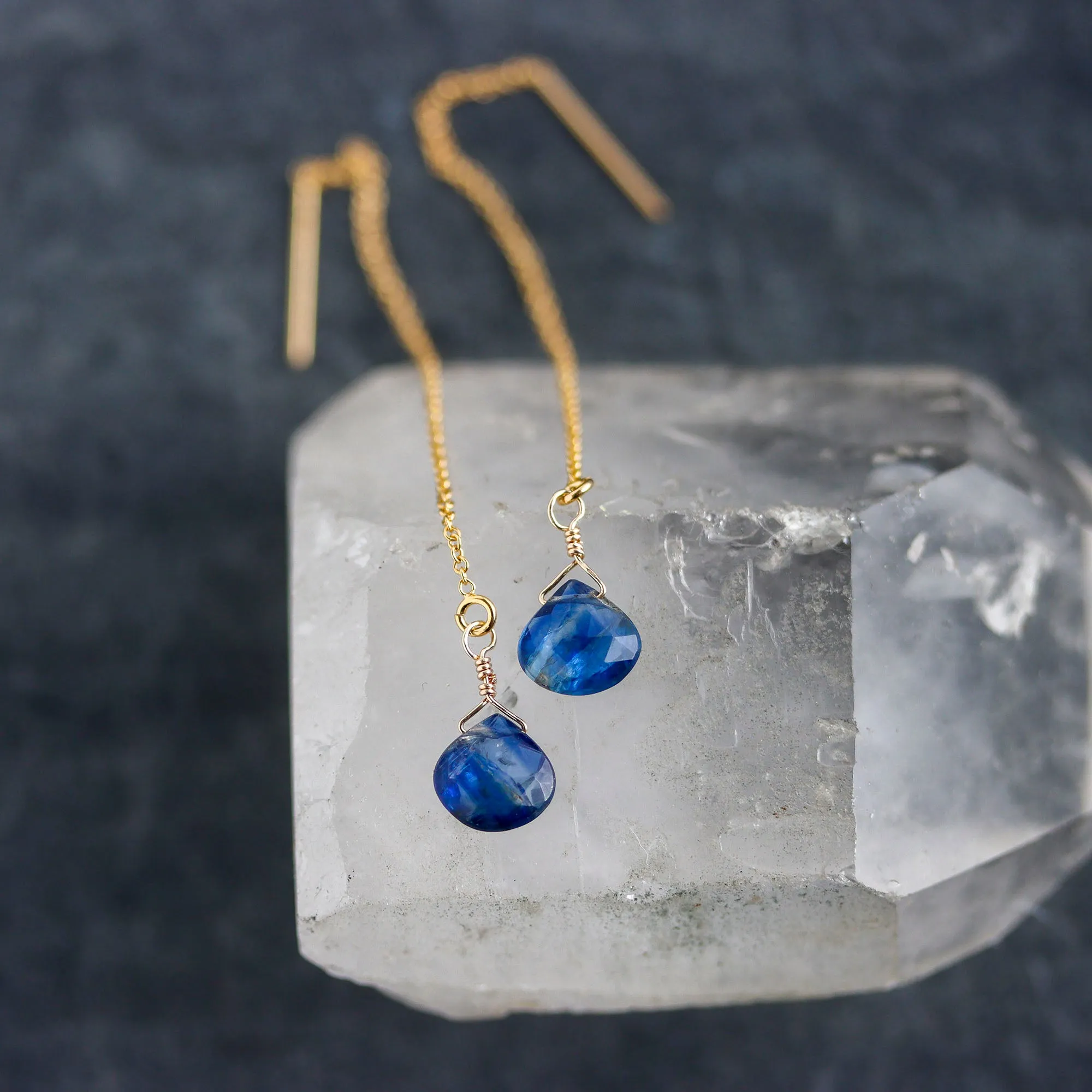 Kyanite Threader Earrings