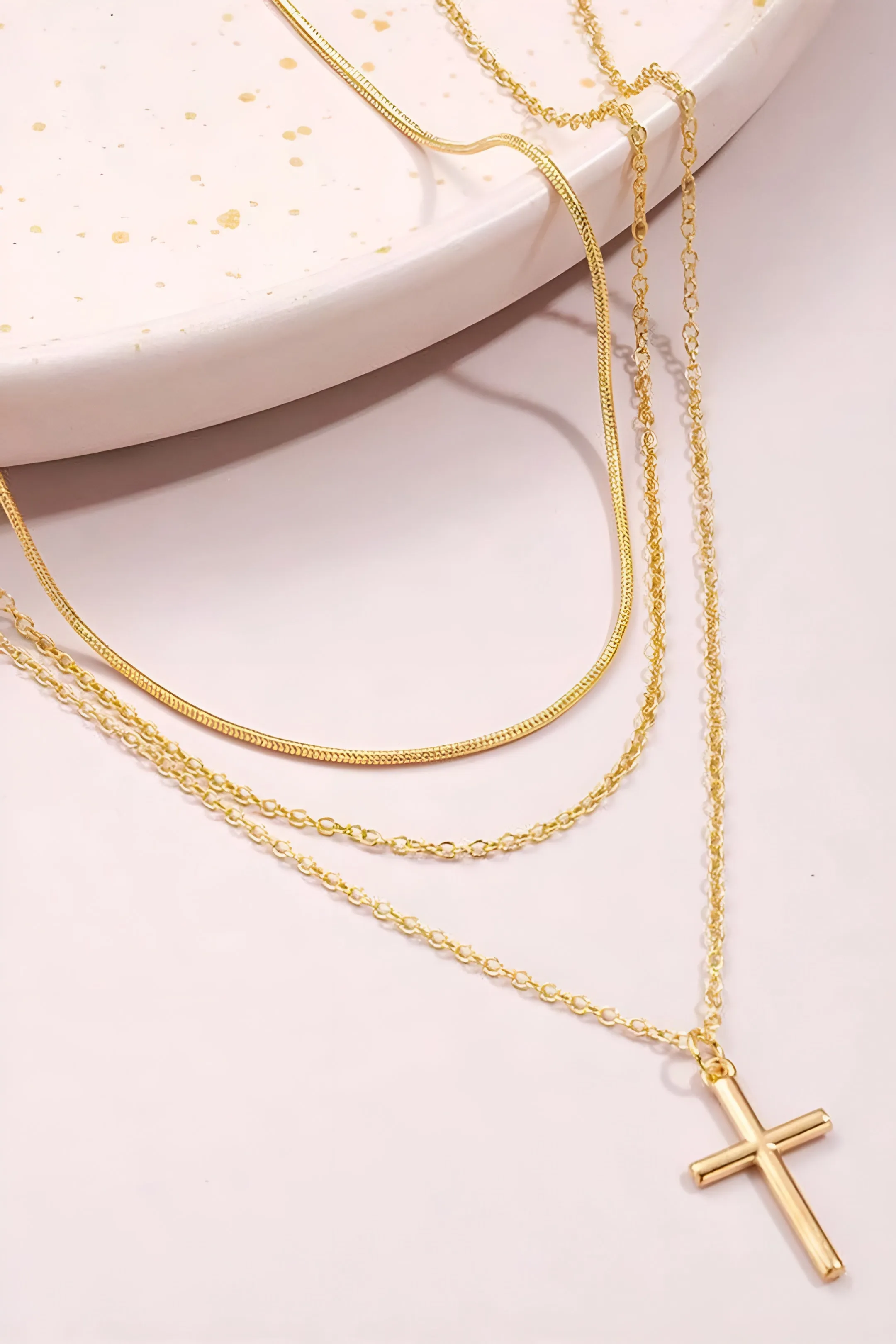 Layered Pendant Lock Chain Necklace