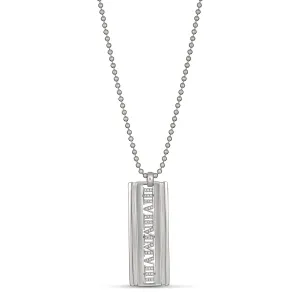 Leon Collection Diamond Roman Numeral Dog Tag | White Gold