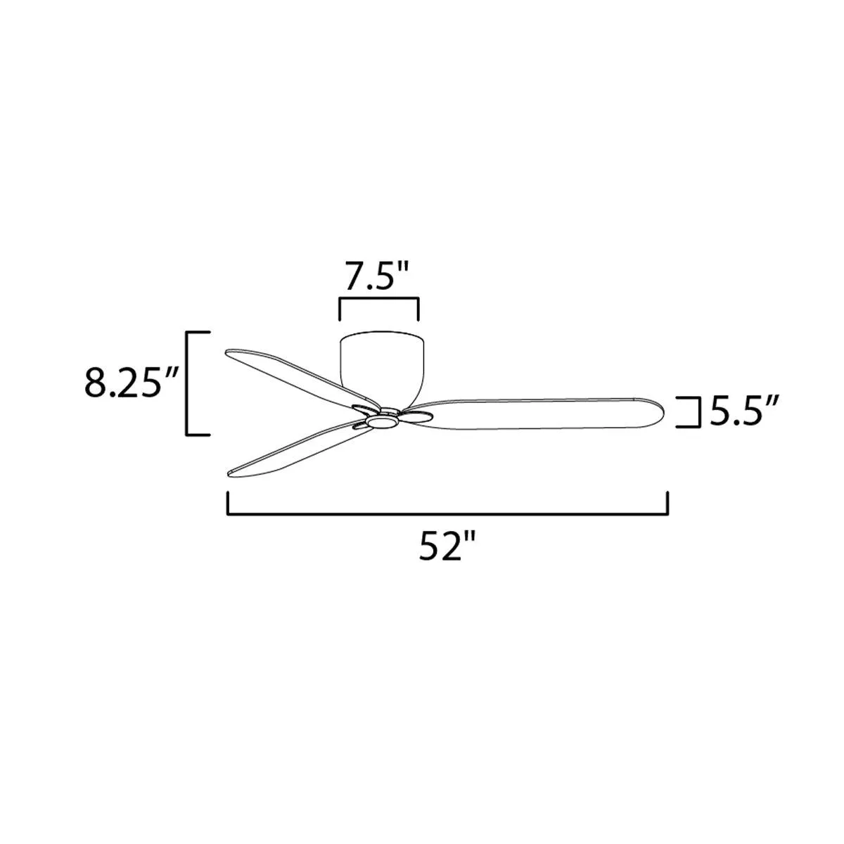 Lowell 52 Inch 3-Blade Hugger Ceiling Fan with Wall Control, Matte White