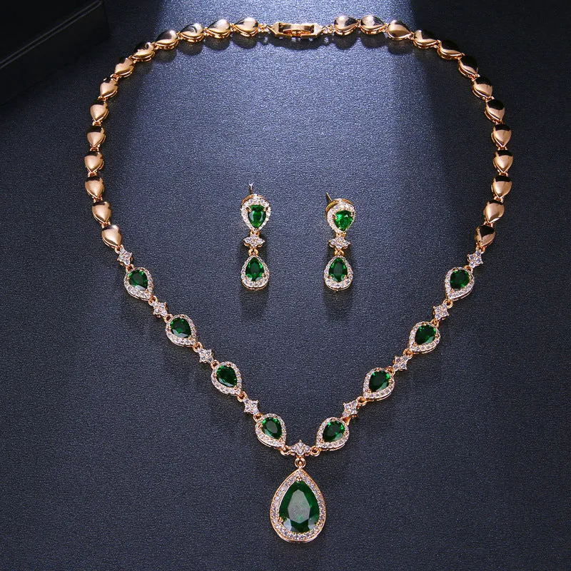 Luxurious Emerald Green Jewelry Set