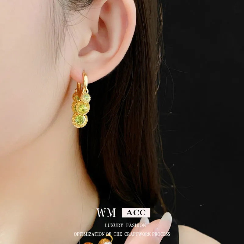 Luxurious Geometric Alloy Diamond Inlay Earrings