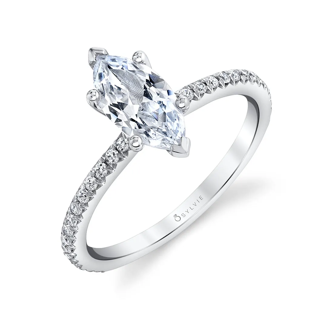 Marquise Cut Classic Engagement Ring - Adorlee Platinum White