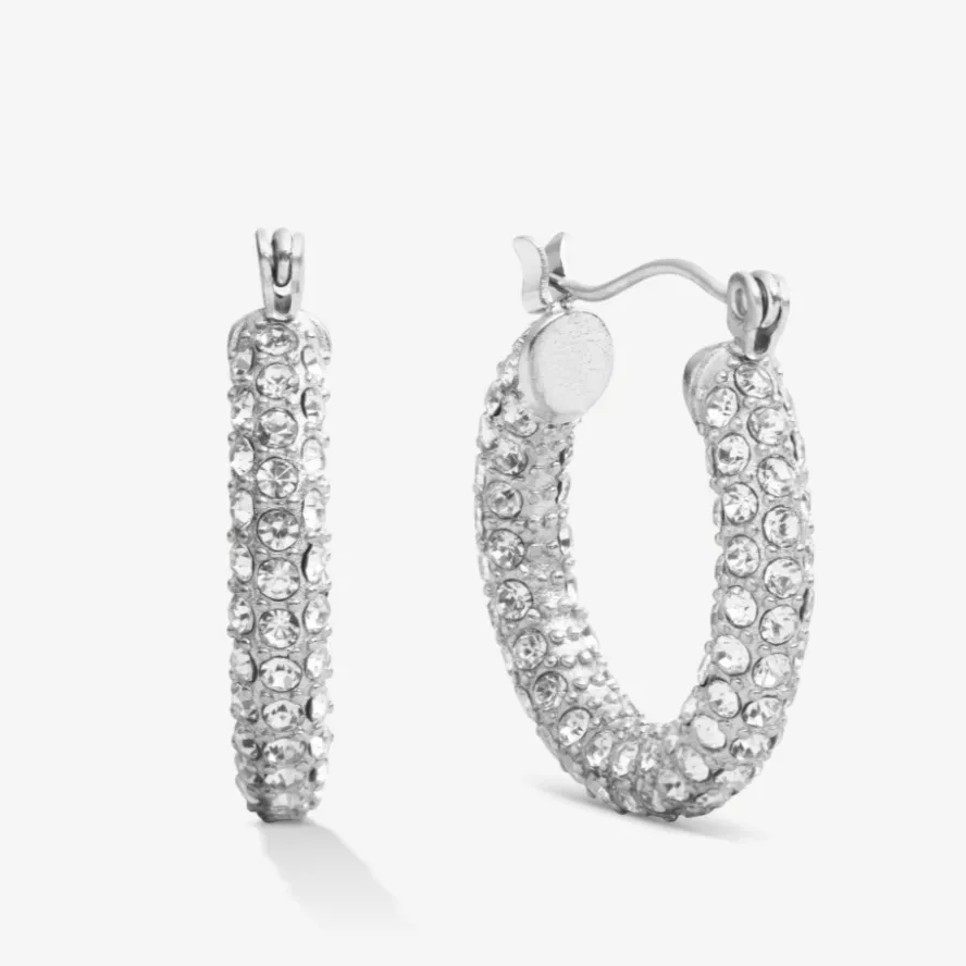 MIDI PAVÉ EARRINGS Silver