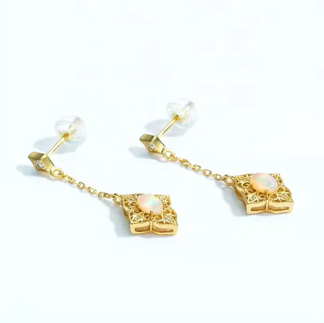 Opal Gold Earrings