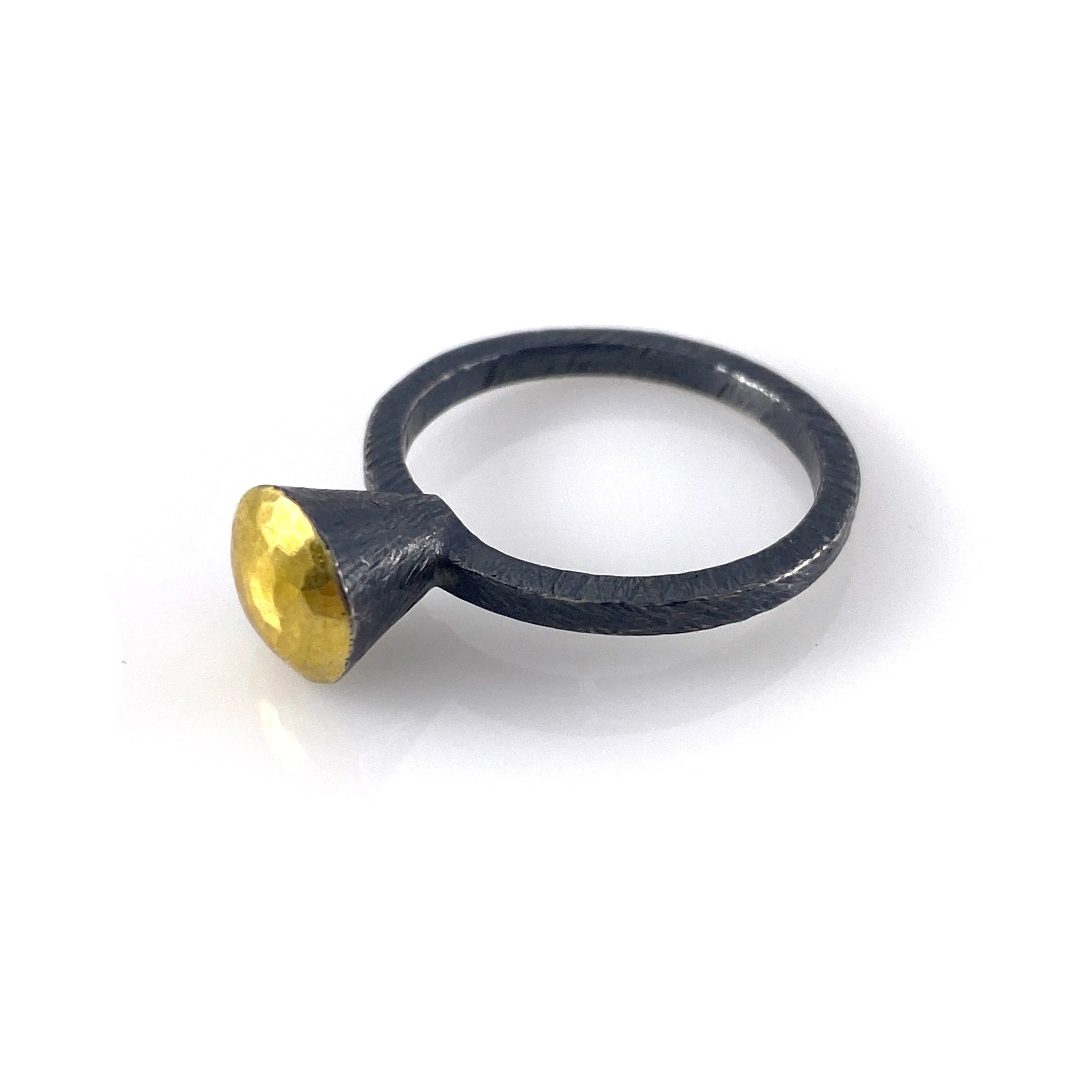 Oxidized Sterling Silver and 18k Gold Ring