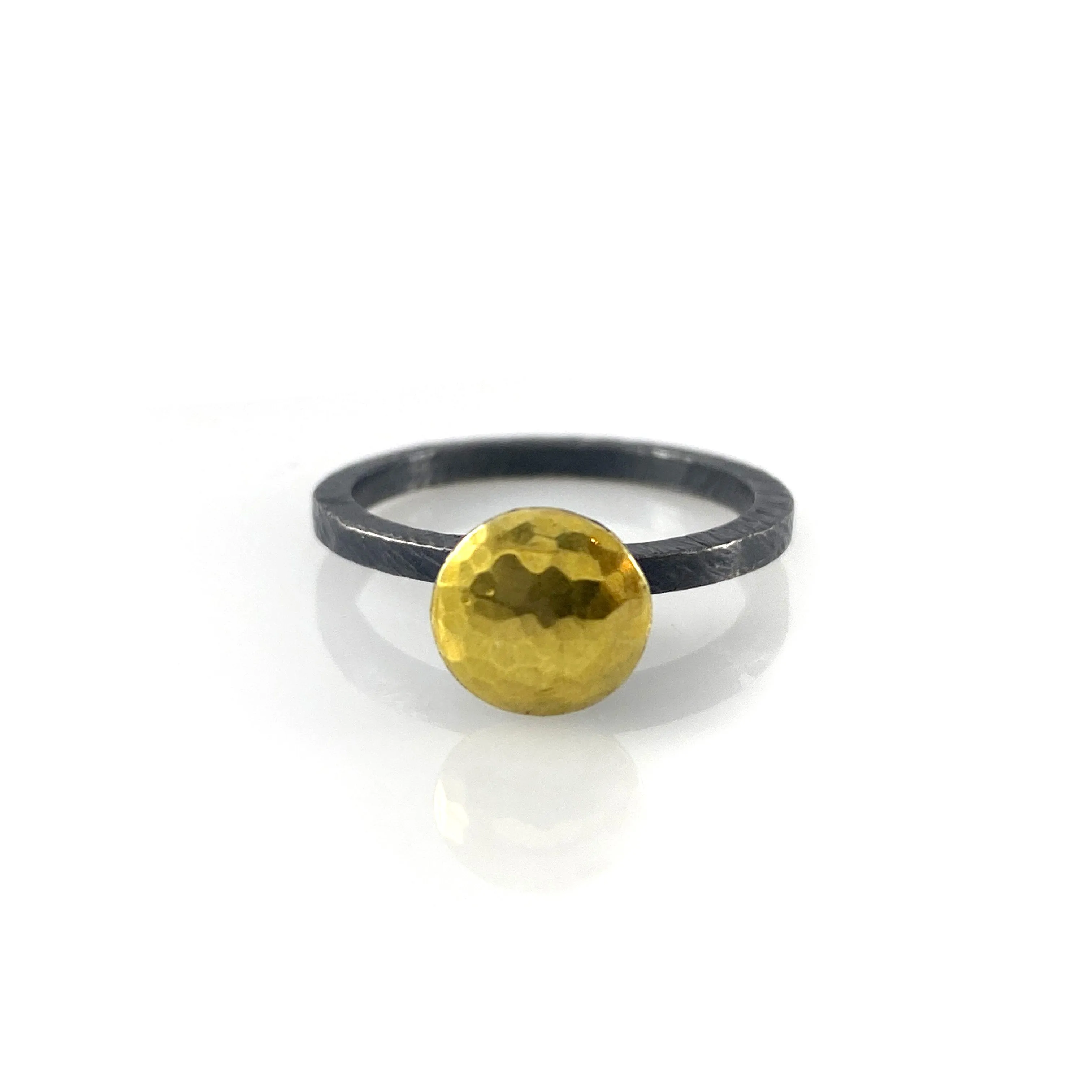 Oxidized Sterling Silver and 18k Gold Ring