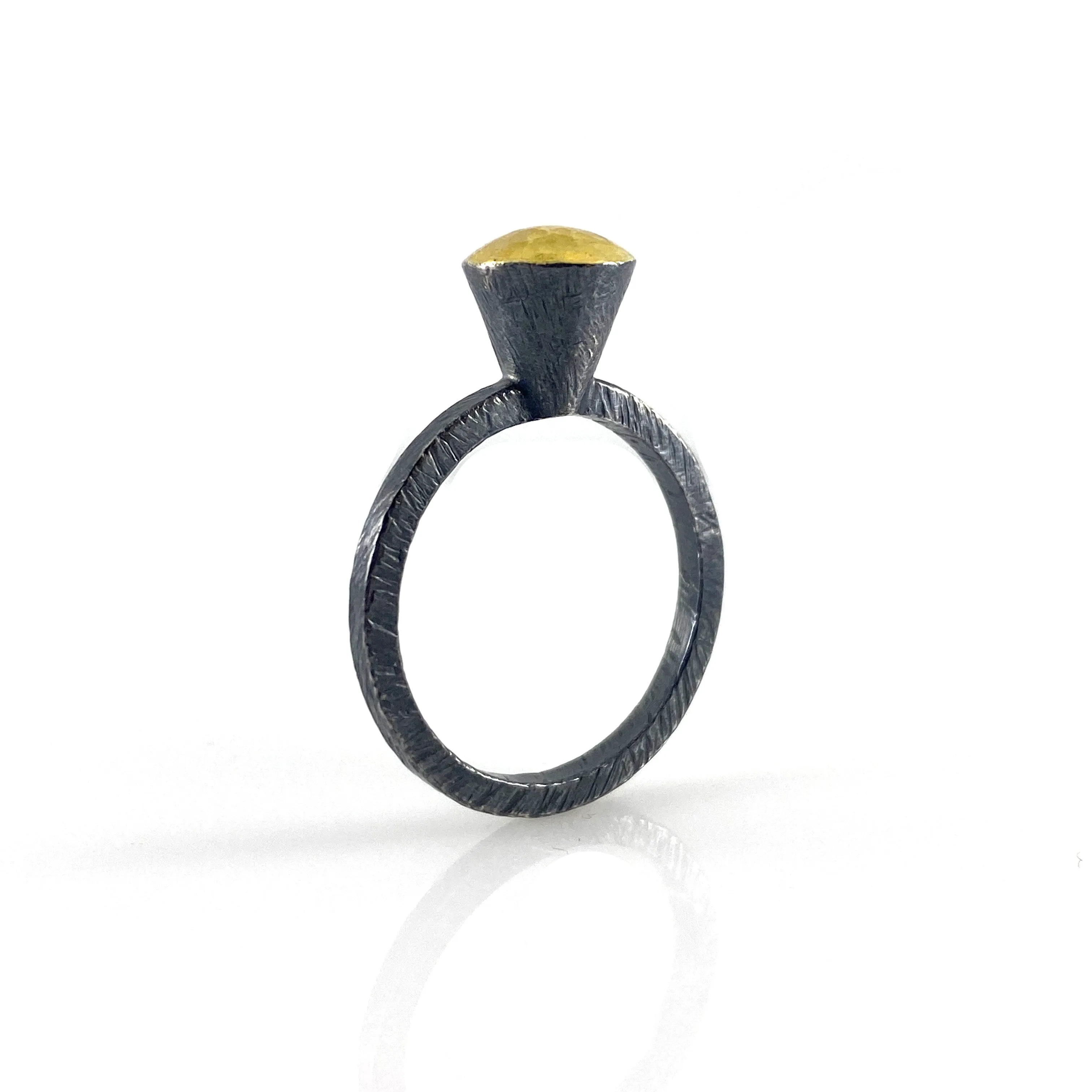 Oxidized Sterling Silver and 18k Gold Ring