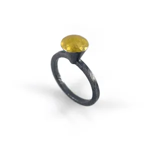 Oxidized Sterling Silver and 18k Gold Ring