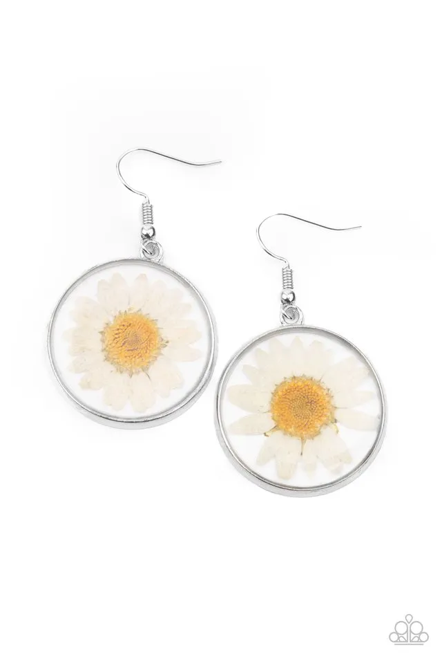 Paparazzi Earring ~ Forever Florals - White