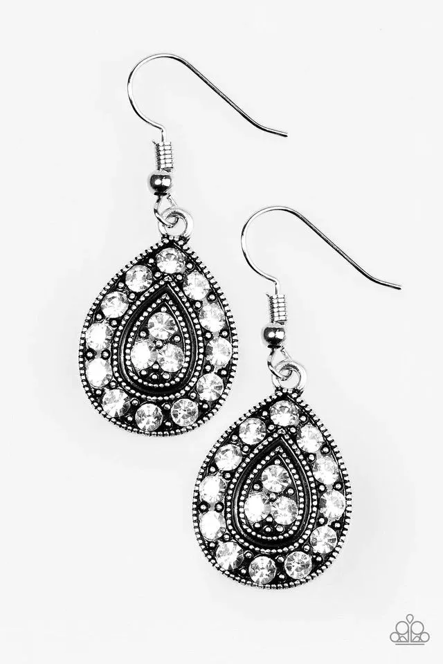 Paparazzi Earring ~ Storming Shimmer - White