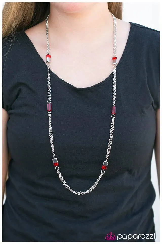 Paparazzi Necklace ~ Midnight Mirage - Red