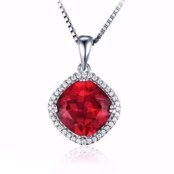 Passion Rubellite Cushion Cut 6.8CTW IOBI Precious Gems Halo Pendant Necklace