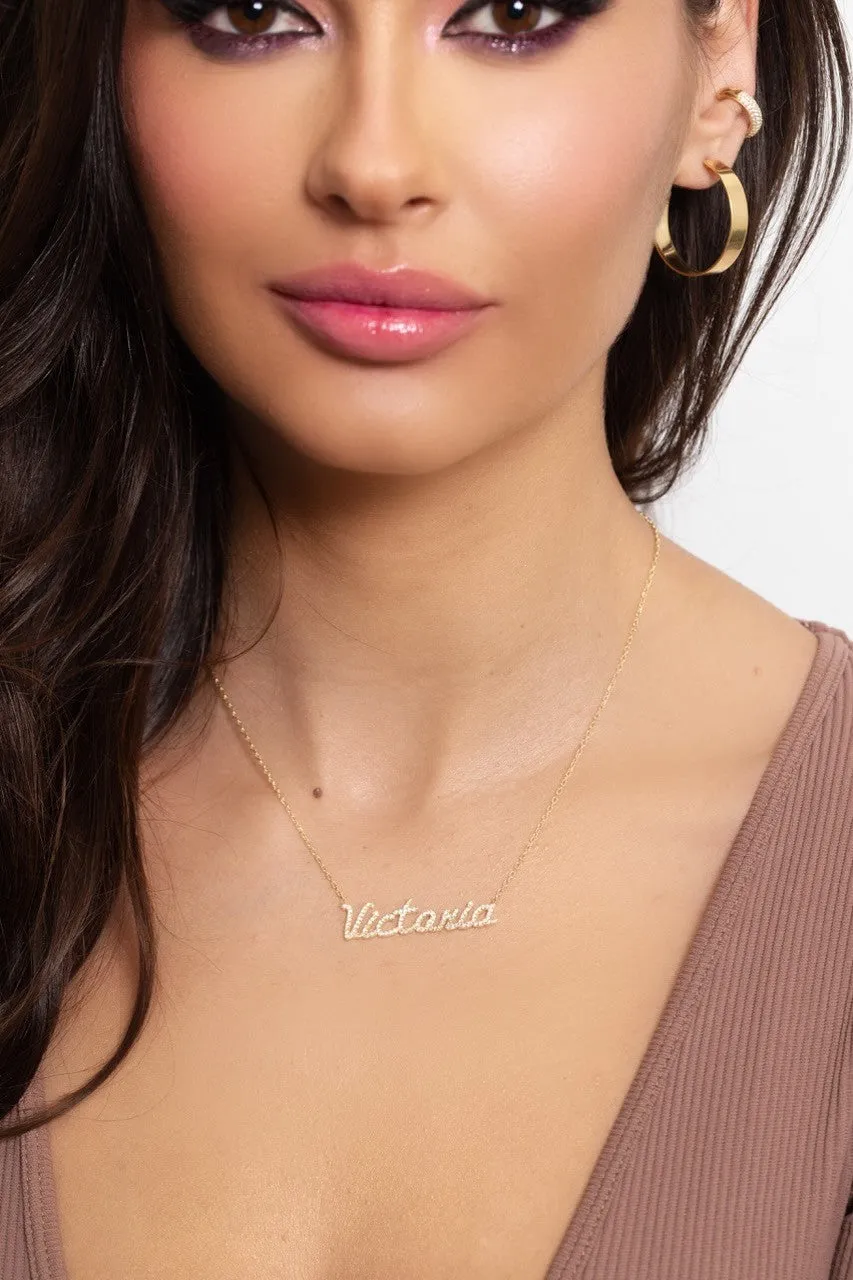 Pavé Script Name Necklace