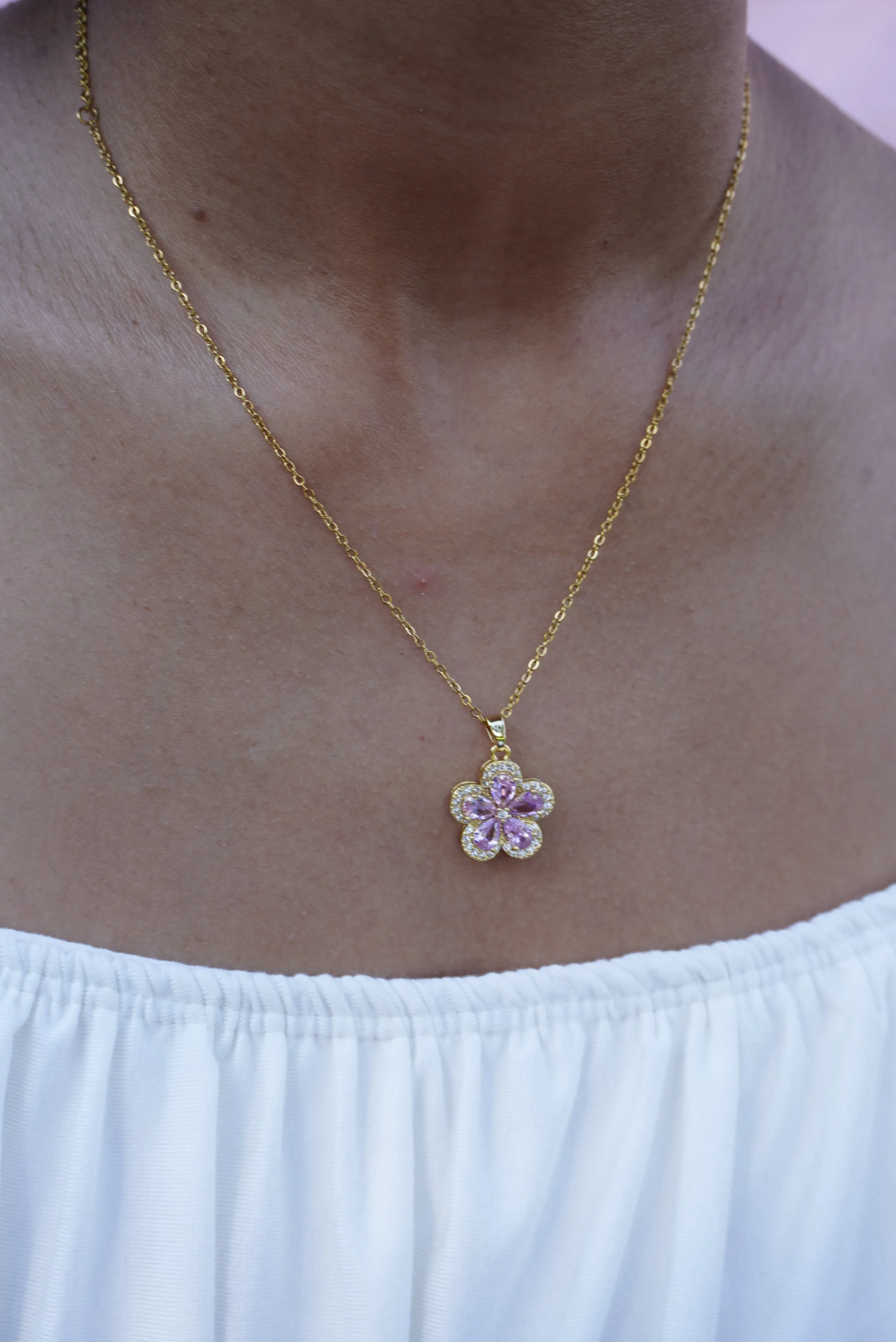 Pink Flower Necklace