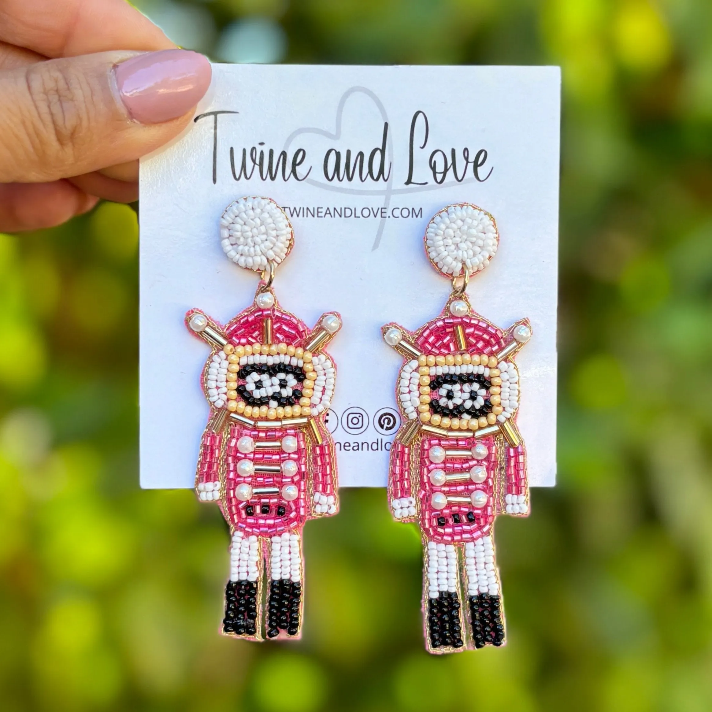 Pink Nutcracker Beaded Earrings