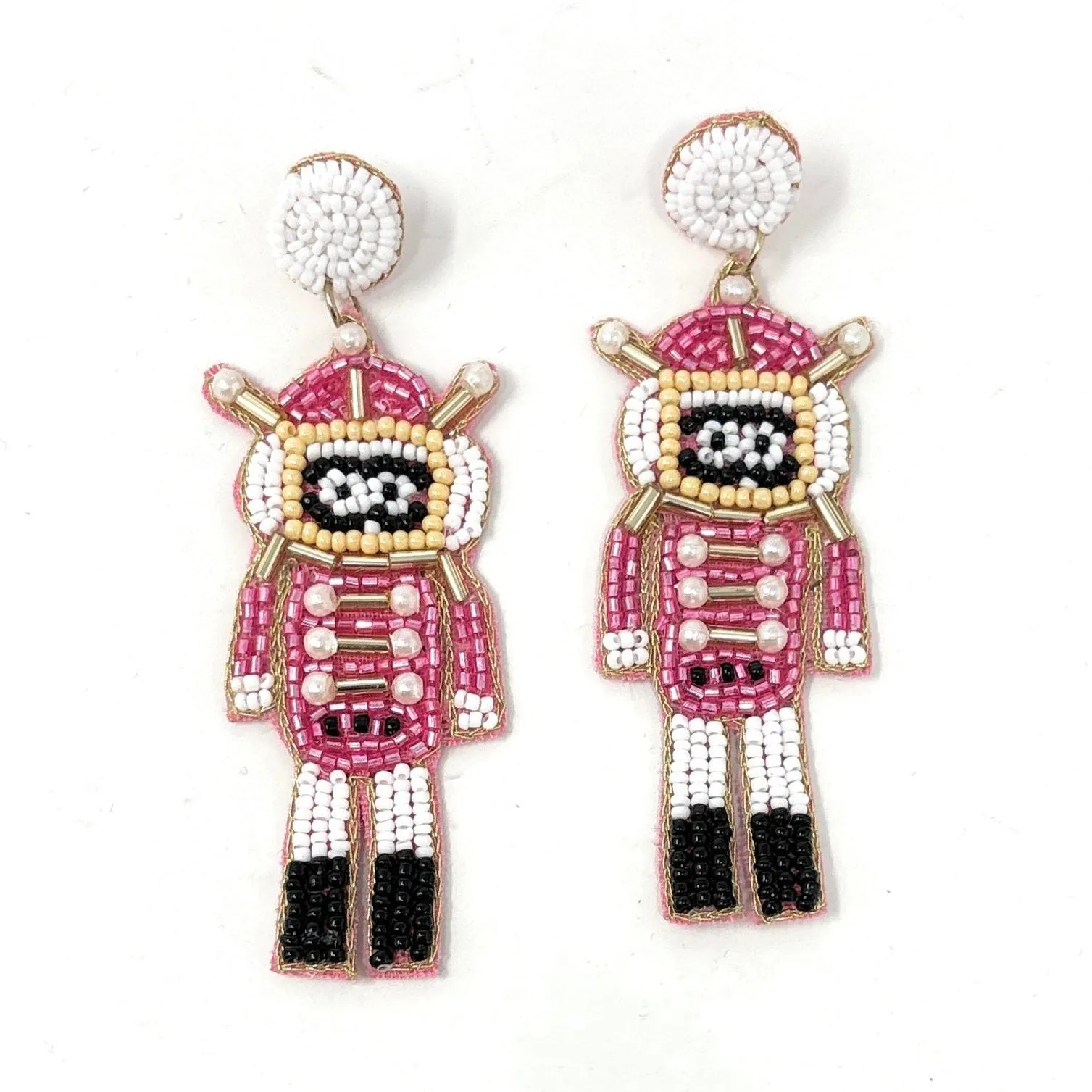 Pink Nutcracker Beaded Earrings