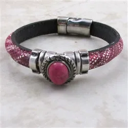 Pink Patterned Mini Regaliz Licorice Leather Bracelet