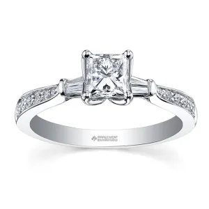 Princess Canadian Diamond Ring with Tapered Baguette Accents