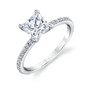 Princess Cut Classic Engagement Ring - Adorlee 18k Gold White