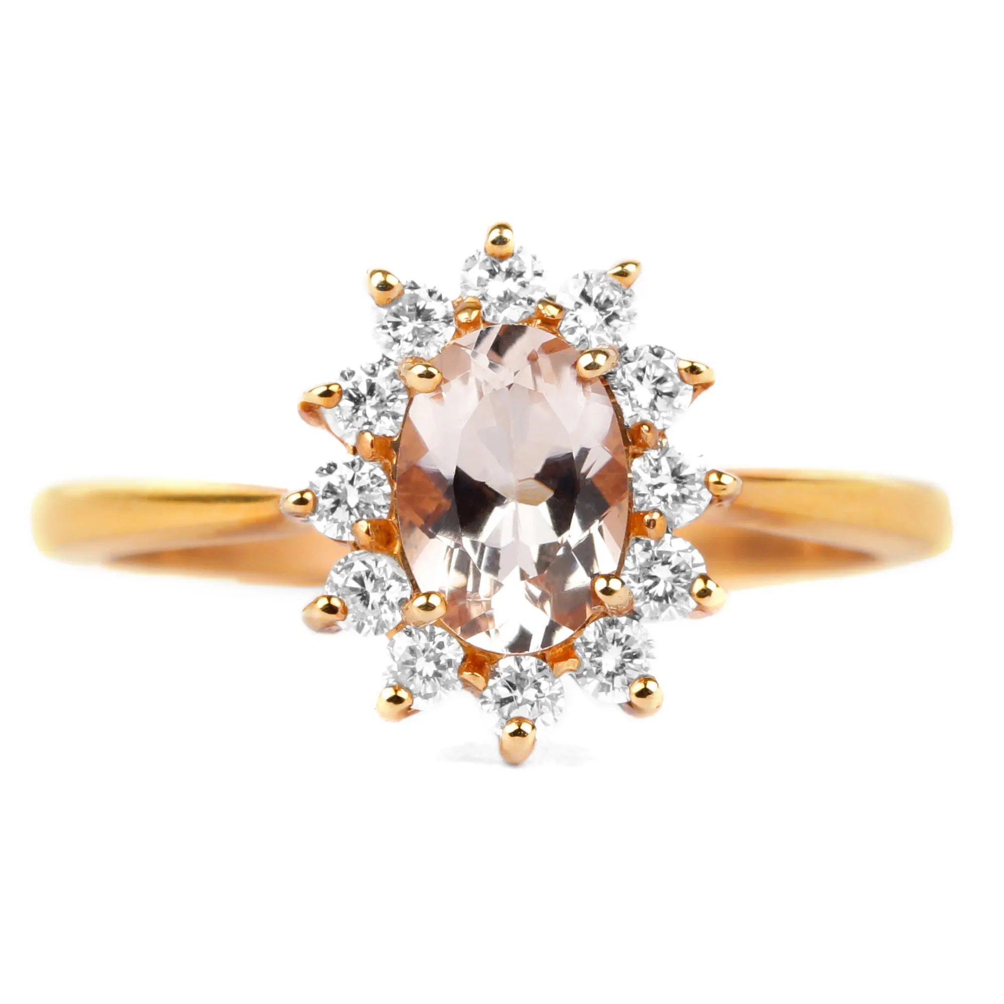 Princess Diana Inspired Morganite Engagement Ring with Diamond Halo