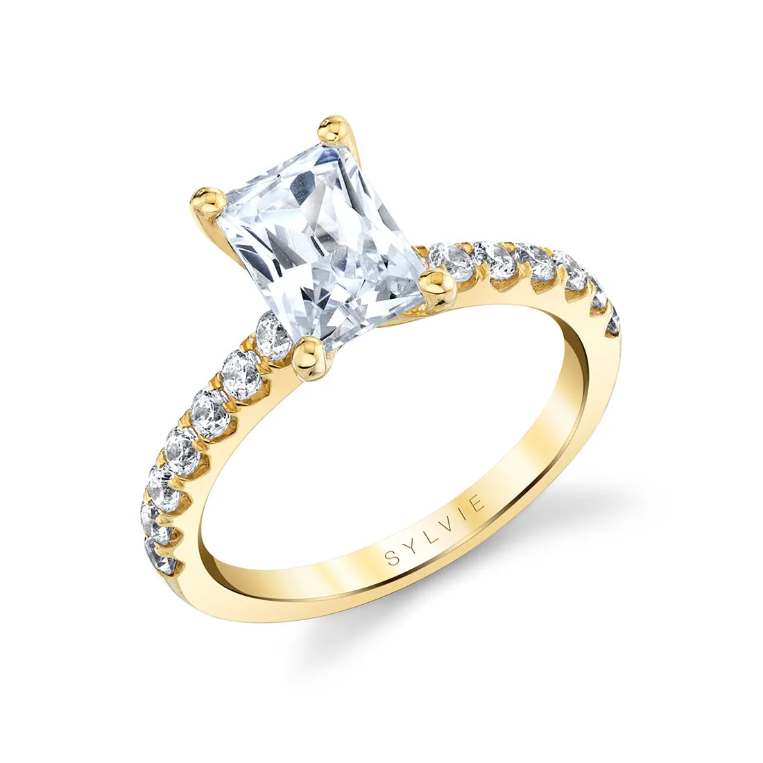 Radiant Cut Classic Engagement Ring - Aimee 18k Gold Yellow