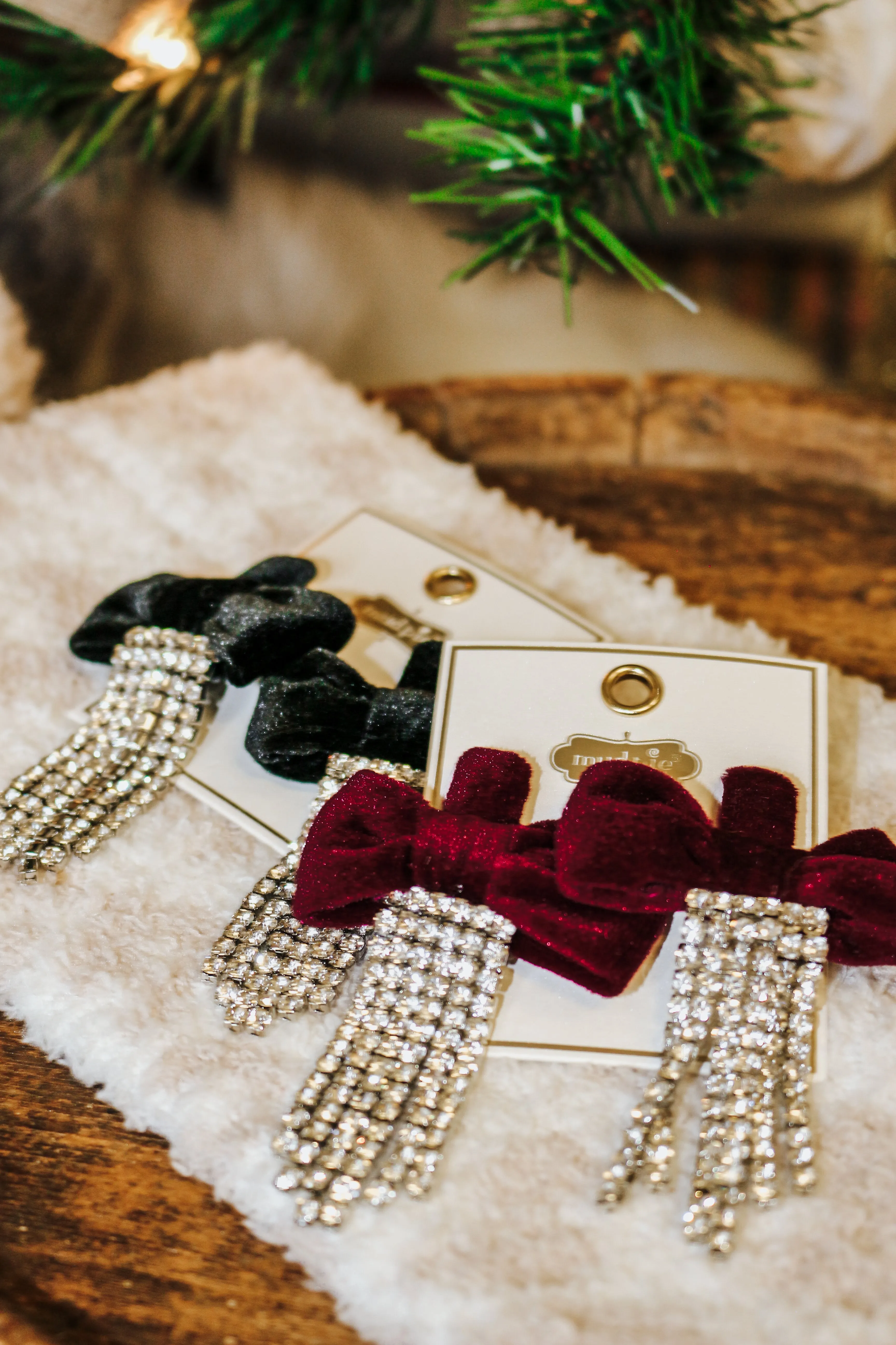 Red Velvet Bow Earrings