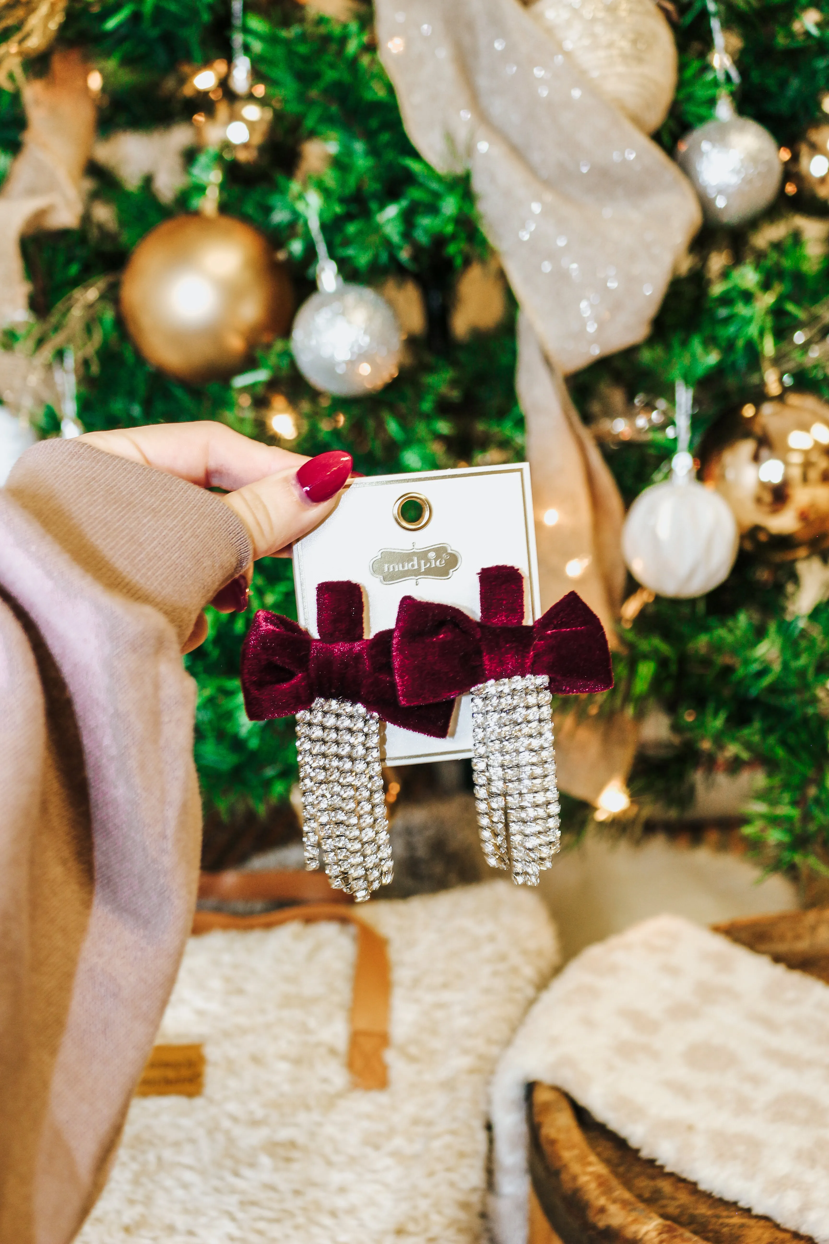 Red Velvet Bow Earrings