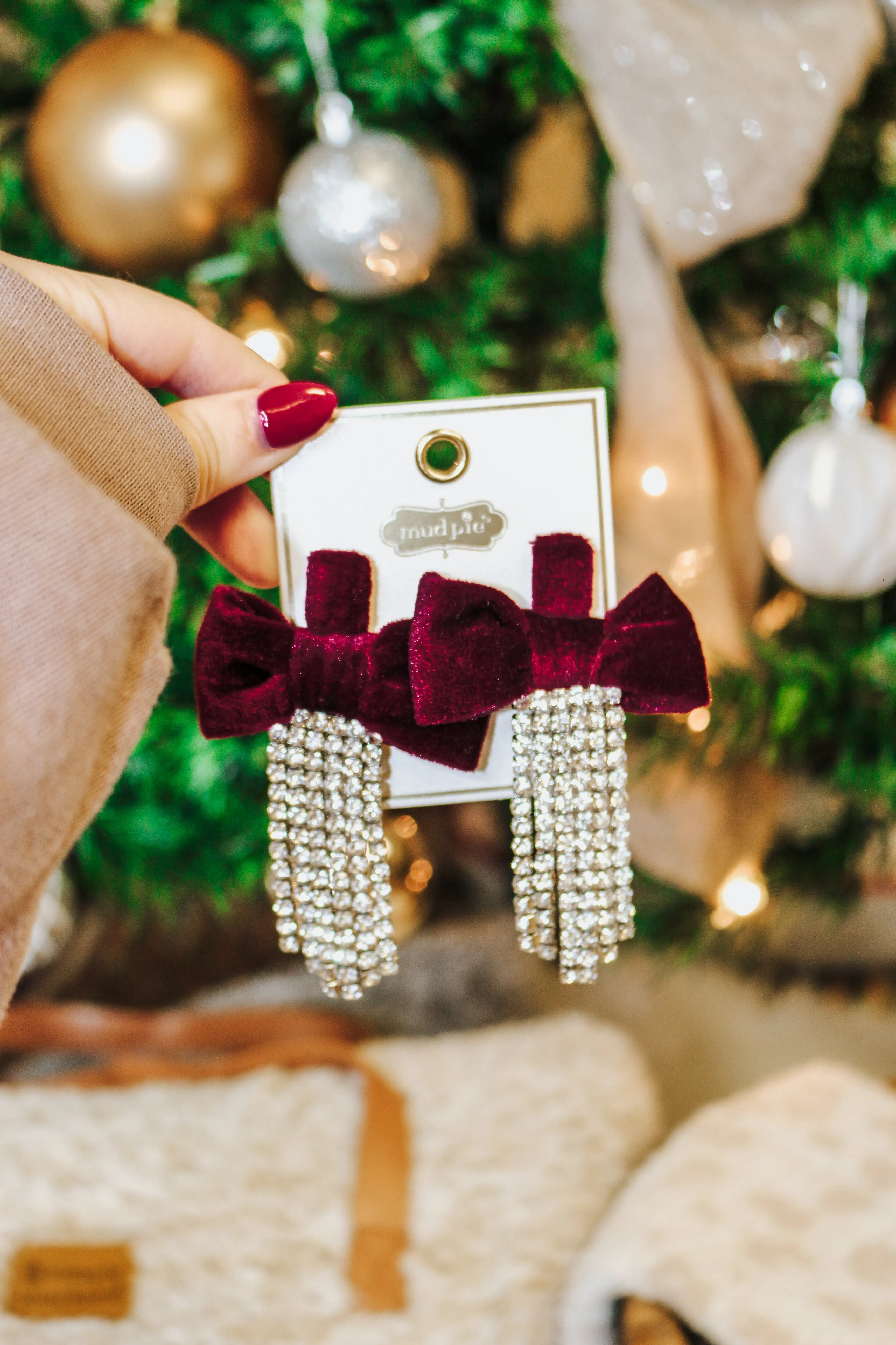 Red Velvet Bow Earrings