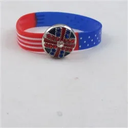 Red White & Blue Silicone Cuff  Bracelet