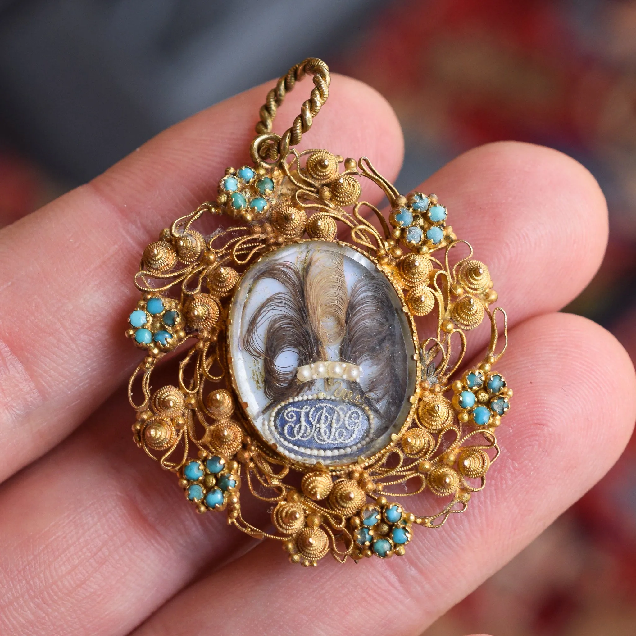 Regency Period Cannetille Forget-Me-Not Locket