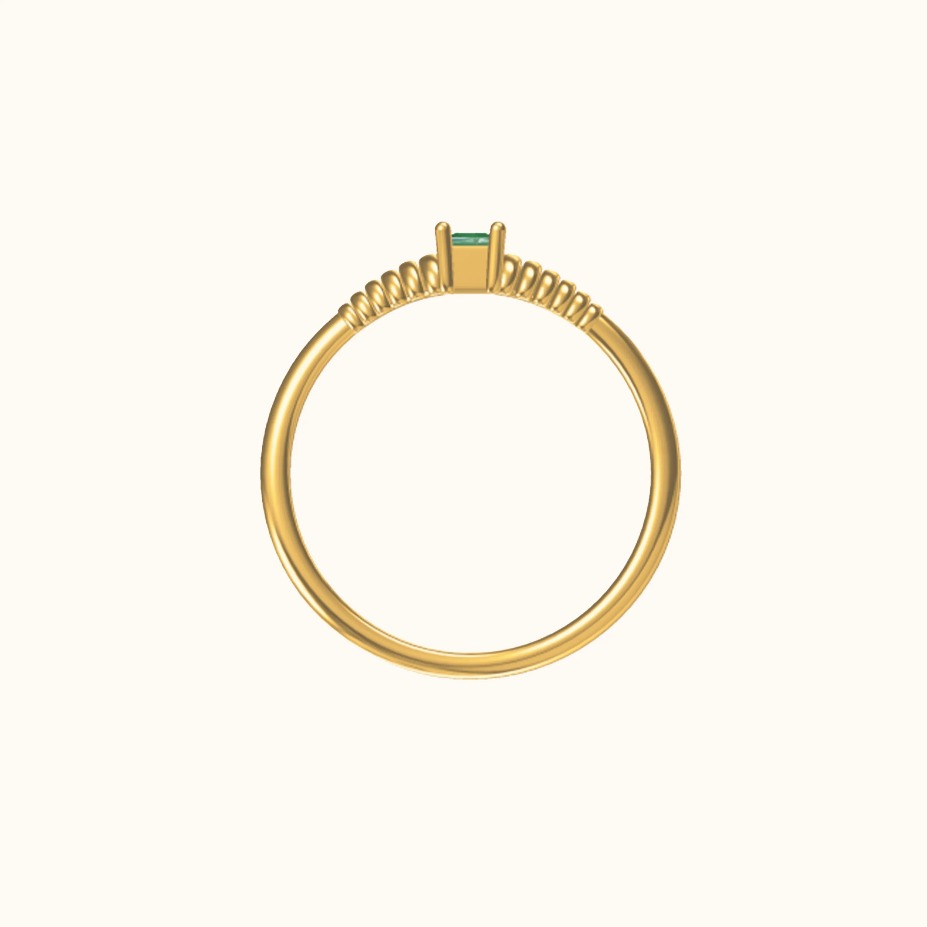 Retro Baguette Solitaire Green CZ Ring