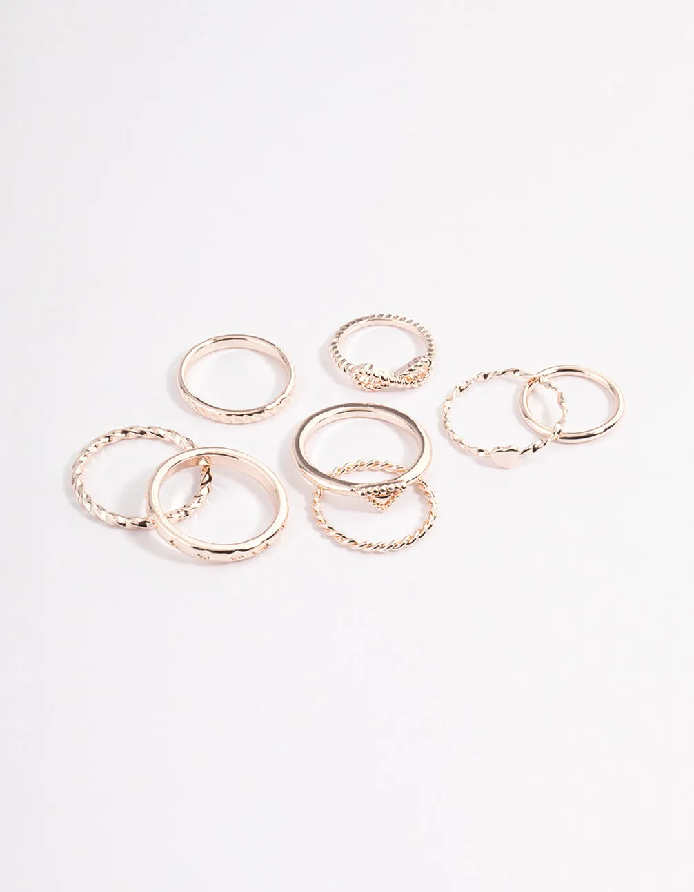 Rose Gold Infinity & Heart Ring 8-Pack