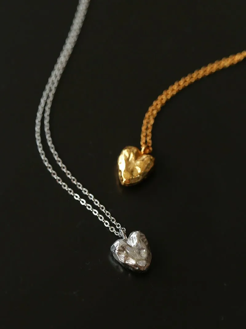 S925 Silver Irregular Small Love Pendant Necklace