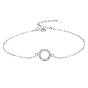 S925 sterling silver classic circle bracelet with zircon