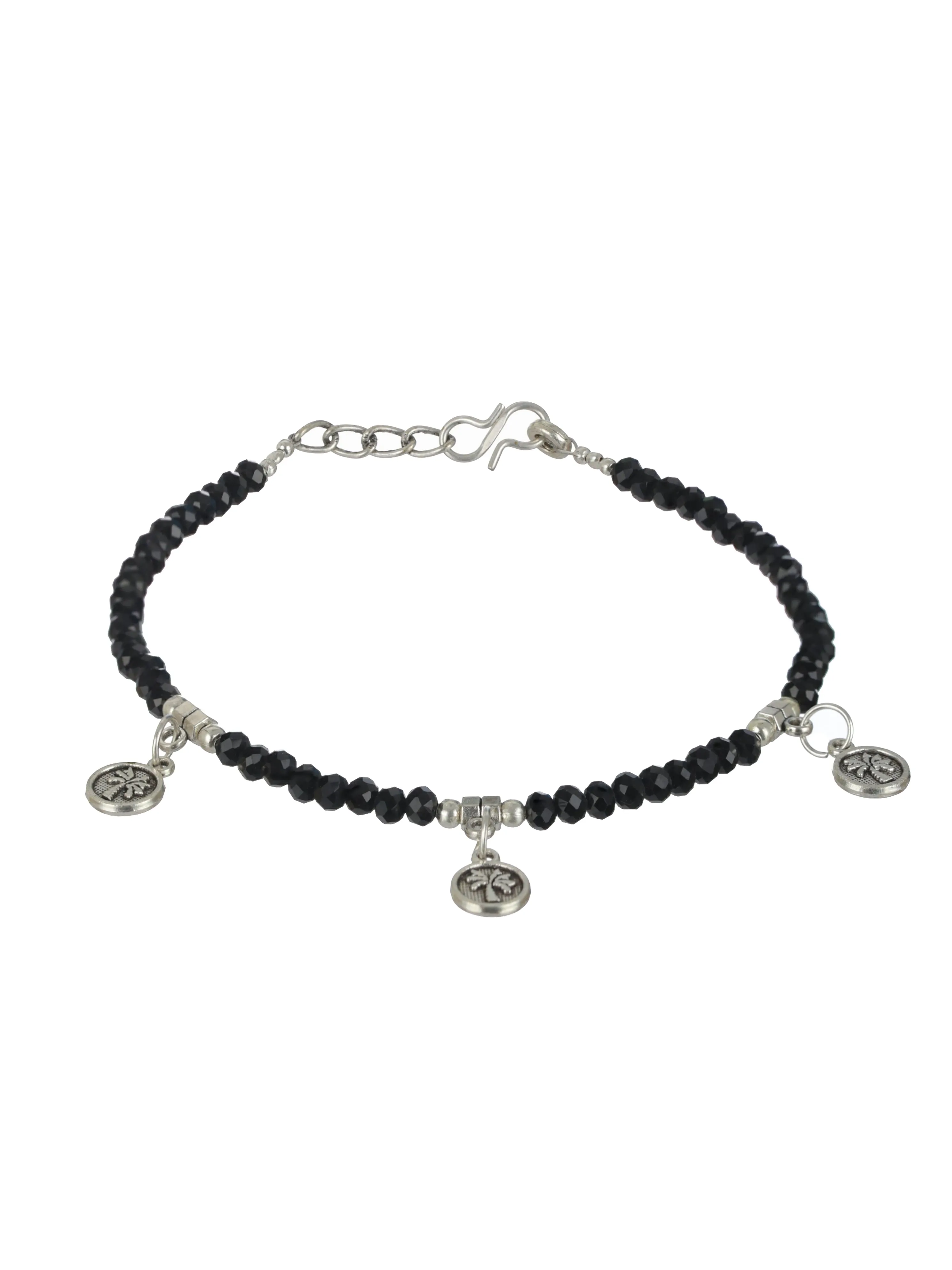 Set Of 2 Silver-Plated Beaded Anklets